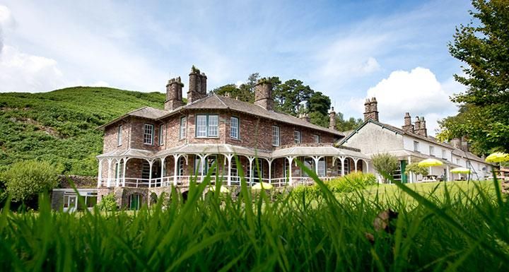 View of the building from the garden showing the veranda