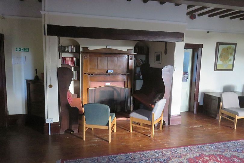 The fireplace in the hall